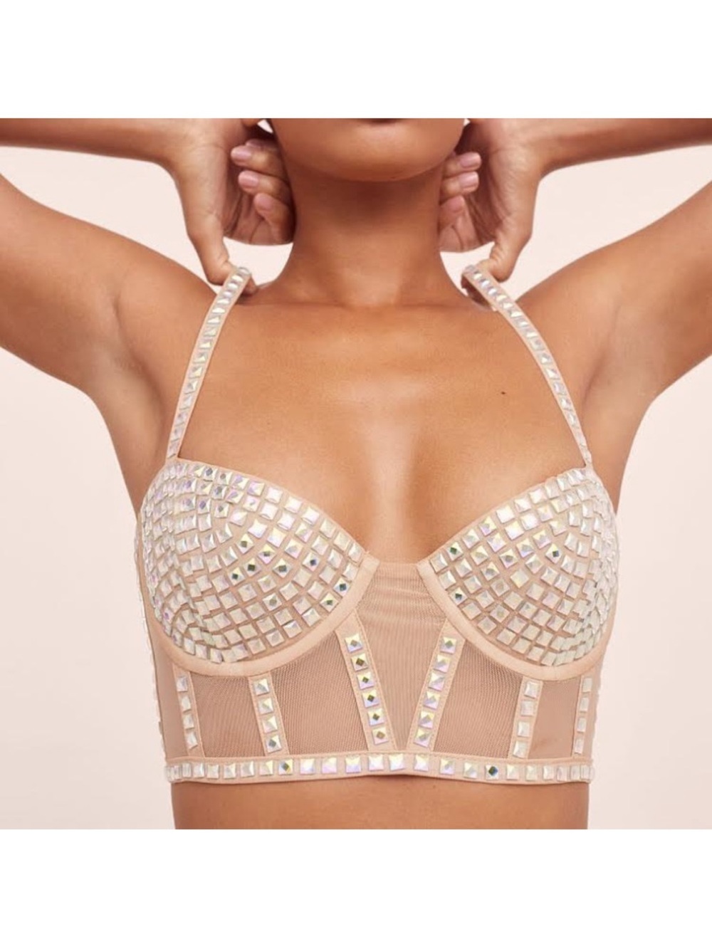 SOLD For Love & Lemons Jackpot Long Line Bra Nude Size Medium
